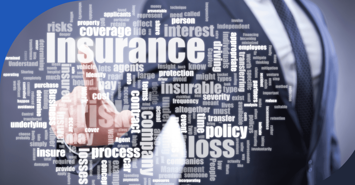 Businessman selecting insurance-related keywords