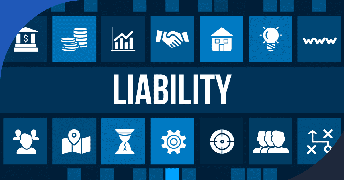 Icons representing business and liability concepts with the word "LIABILITY."